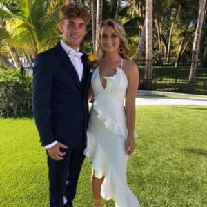 Lovers + Friends Cream Asymmetrical Ruffle Halter Dress